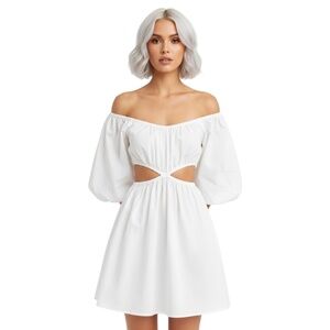 NWT FAITHFUL THE BRAND Gabelli Mini Cutout Poplin White Dress SIZE XS